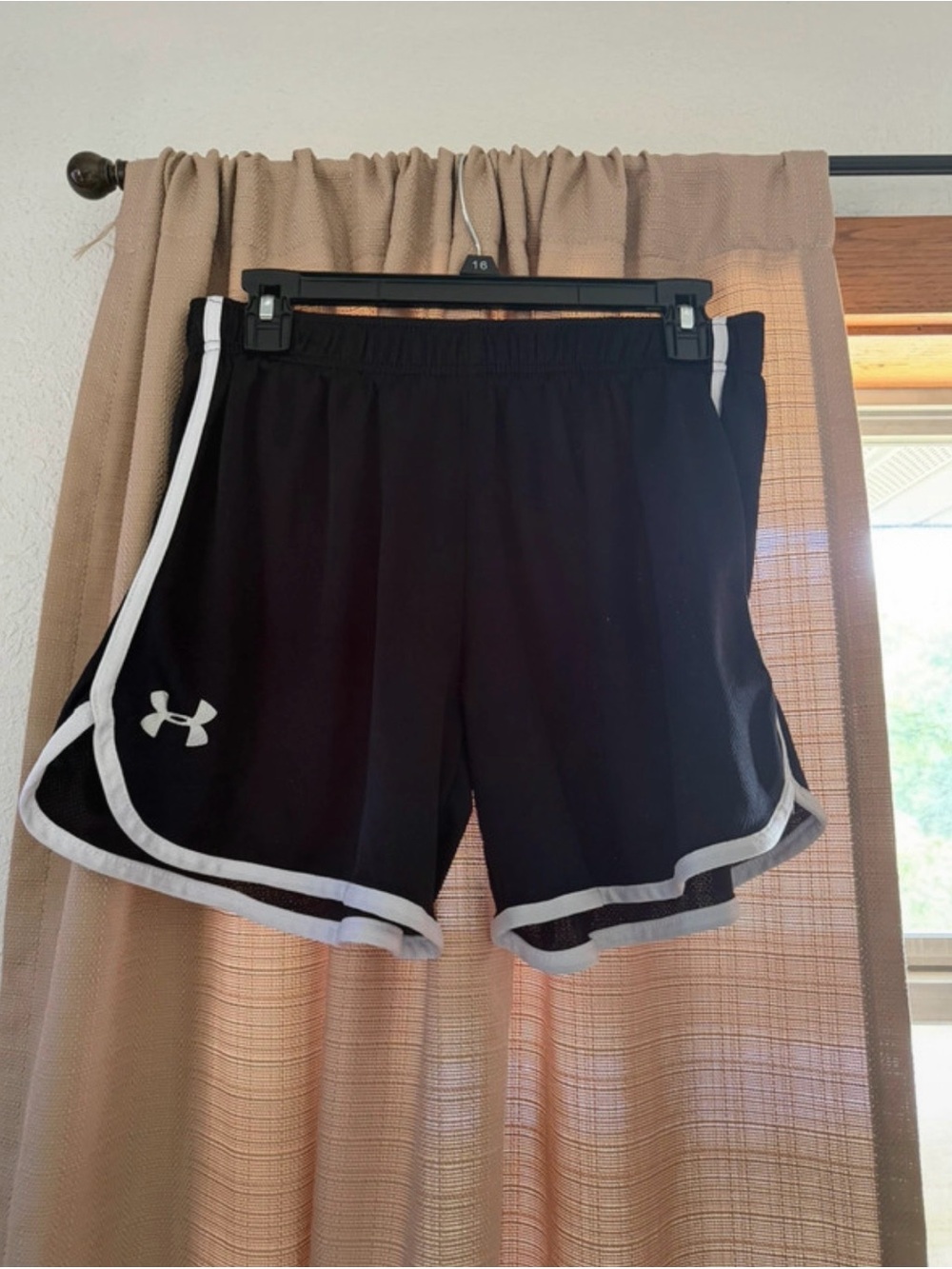 Under Armour Black Athletic Shorts with White Trim